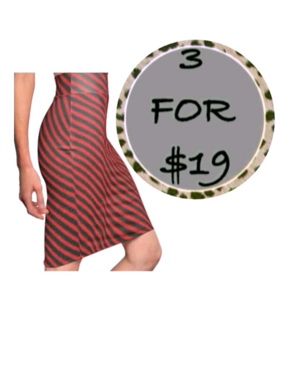 3/$19 Chevron lined jersey stretch pencil skirt